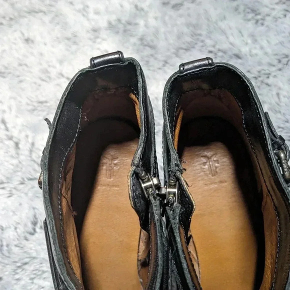 Frye Black Ankle Booties Heel Jenny Leather Zipper Equestrian 8.5 - Picture 8 of 13